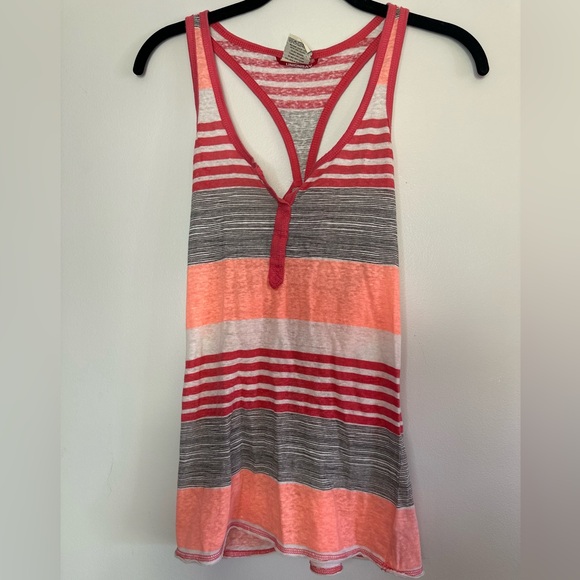 UNIONBAY Coral Gray & Pink Striped Tank Top (M) - Picture 1 of 4
